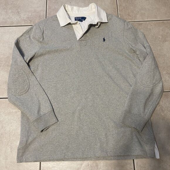 Polo Ralph Lauren Other - VTG Polo Ralph Lauren Men's L Rugby Padded Elbows Long Sleeve Shirt Cotton Gray